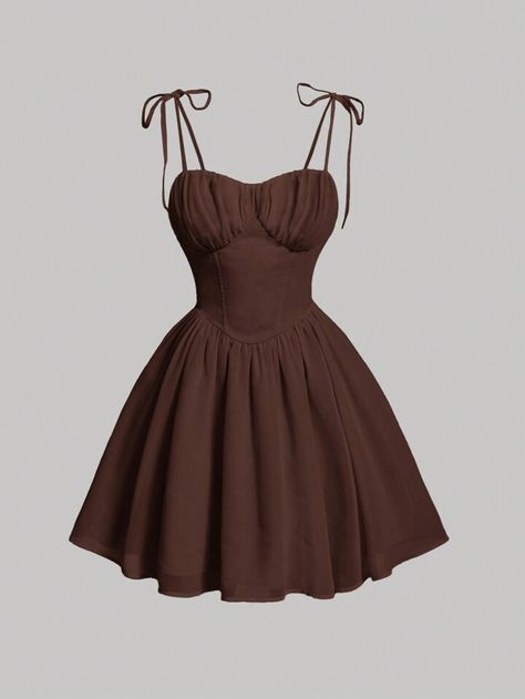 Simple Dress For Birthday, Fall Dance Dresses, Simple Corset Dress, Brown Dress Outfit Formal, Brown Birthday Outfit, Cute Brown Dress, Corset Gowns, Flare Gown Styles