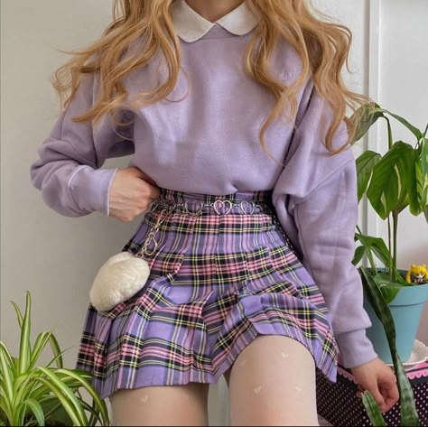 Pastel Academia Aesthetic Outfit, Purple Clothing Aesthetic, Pastel Academia Outfit, Lilac Coquette, Purple Skirt Outfit, Charlotte Outfits, Indie Outfit Inspo, Purple Clothes, Not Wanted