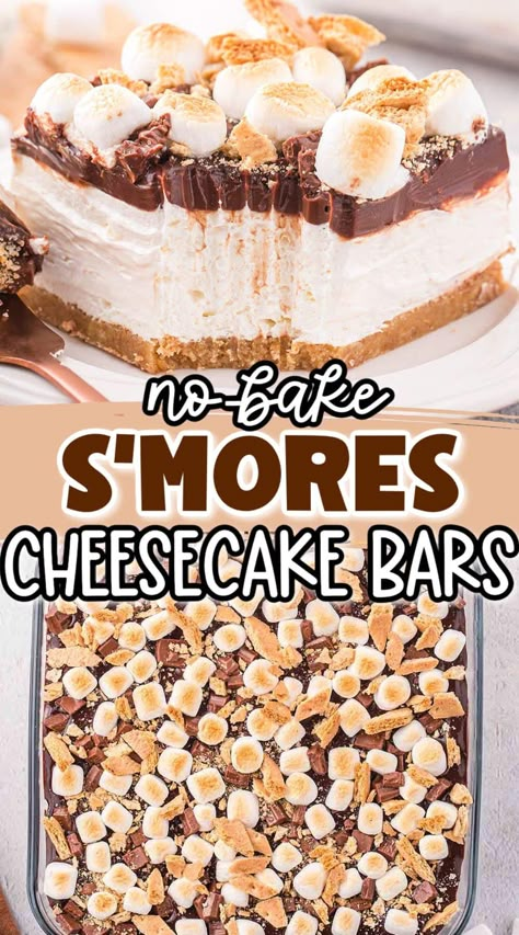 Smores Cheesecake Recipe, Smores Cheesecake, Smores Recipes, Easy Smores, Smores Dessert, Smore Recipes, Pinky Girl, Cheesecake Bar Recipes, Dessert Bar Recipe