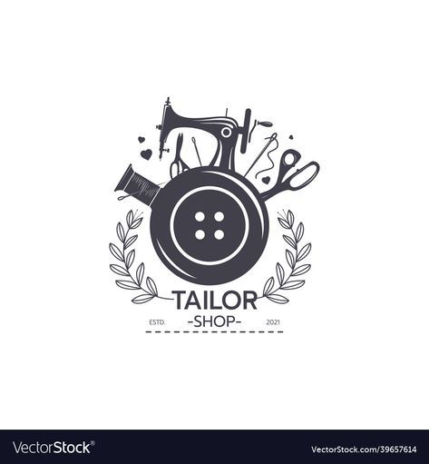 Logo For Tailor, Tailoring Shop Logo Ideas, Tailoring Machine Images, Clothes On White Background, Sewing Company Logo, Clothes Logo Design, Logo Tailor, Tailoring Logo Design Ideas, Tailor Logo Design