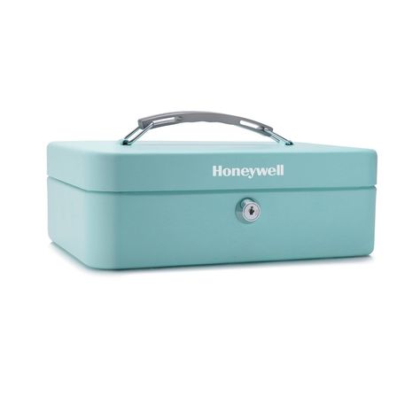 The Honeywell model 816112TL standard steel cash box includes a removable cash tray with 1 bill and 5 coin slots. This cash box features a key Lock for security with 2 entry keys included, a durable, scratch-resistant powder coat finish, additional storage under tray, and a convenient carry handle. This Honeywell security box is backed by a 1 year limited warranty. Honor System, Portable Safe, Cash Box, Security Safes, Key Lock, Big Business, Money Box, Emergency Preparedness, Writing Instruments