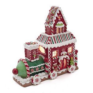 Kurt S. Adler Lighted Cookie and Candy Christmas House Decor - Indoor | Kohls House With Led Lights, White Gingerbread House, Train House, Cookies Sprinkles, White Gingerbread, Gingerbread Train, Gingerbread Christmas Decor, Christmas Tabletop Decor, Candy House