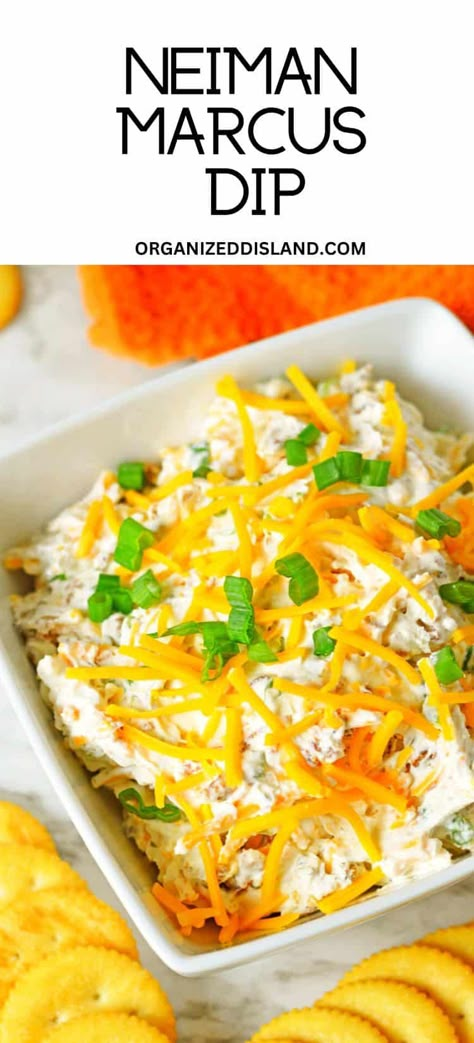 Neiman Marcus dip is so cheesy and delicious! This famous dip is easy to make in minutes and it will surely be a huge hit at your next party! Neiman Marcus Dip, Family Favorite Dinners, Million Dollar Dip, Party Side Dishes, Cold Dips, Game Day Appetizers, Football Party Food, Easy Party Food, Game Day Recipes