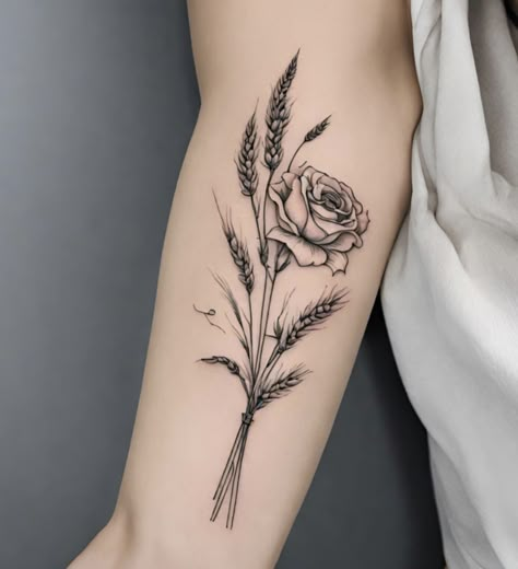 Country Flowers Tattoo, Country Arm Tattoos For Women, Farming Tattoos For Women, Western Floral Tattoo, Wheat Tattoo, 24 Tattoo, Western Tattoo, Country Tattoos, Tattoos For Women Half Sleeve