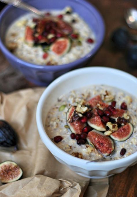 Vanilla and Fig Overnight Oats | VeguKate Overnight Oats Vanilla, Fig Oatmeal, Porridge Toppings, Overnight Oatmeal Healthy, Vanilla Overnight Oats, Overnight Oats Recipe Easy, Strawberry Overnight Oats, High Fiber Breakfast, Fig Recipes