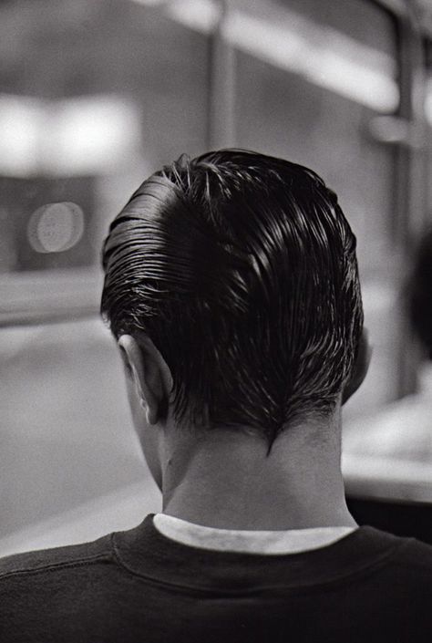 ©Bernard Plossu Slicked Back Black Hair Men, Black Slicked Back Hair Men, Slicked Hair Men, Heair Style, Greaser Hair, Slicked Hair, Slick Hair, Head Angles, Runway Hair