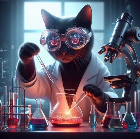 Cat Science, Chemistry Cat, Chemistry Classroom, Beakers, Science Lab, Purple Orange, Chemistry, This Is Us, Lab