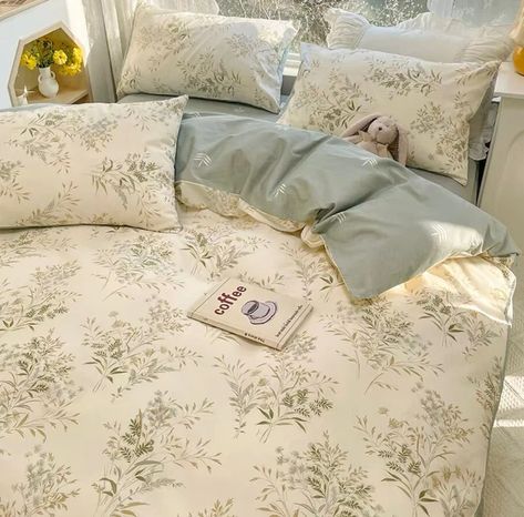 Pastoral Green Plant Cotton Duvet Cover Set Vintage - Etsy UK Spring Bedding Sets, Floral Print Bedding, Queen Sized Bedroom, Floral Bedding Sets, Queen Size Duvet Covers, Flower Bedding, Floral Duvet Cover, Floral Bedding, Floral Duvet