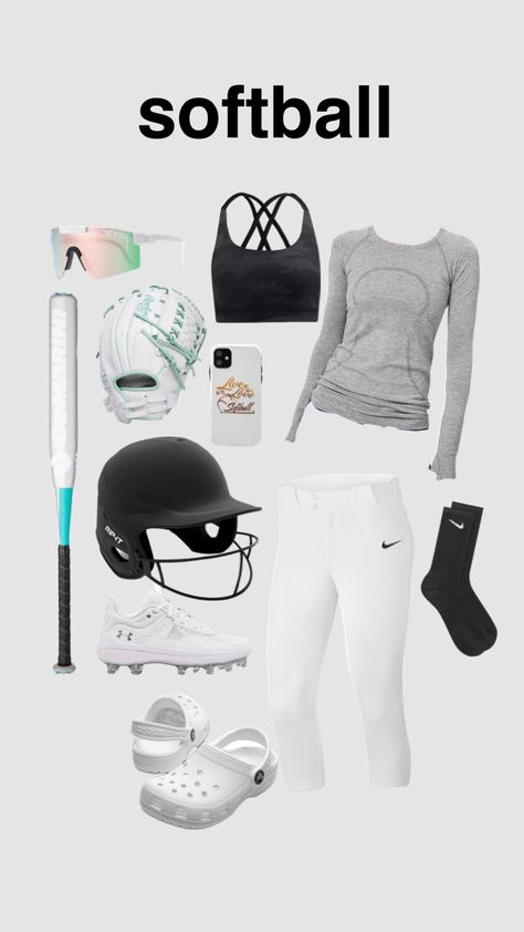 #softballfitinspo Softball Essentials, Casual Athletic Outfits, Softball Chants, Cute Pitbull Puppies, Softball Bag, Softball Things, Softball Ideas, Softball Funny, Softball Gear