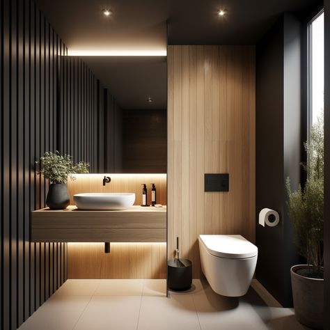 Modern Bathroom Vanity Lighting Wood, Niche Shelves, Bathroom Wall Panels, Bathroom Walls, Bathroom Ceiling, Boys Bathroom, Wall Installation, Bathroom Space, Free Standing Bath Tub