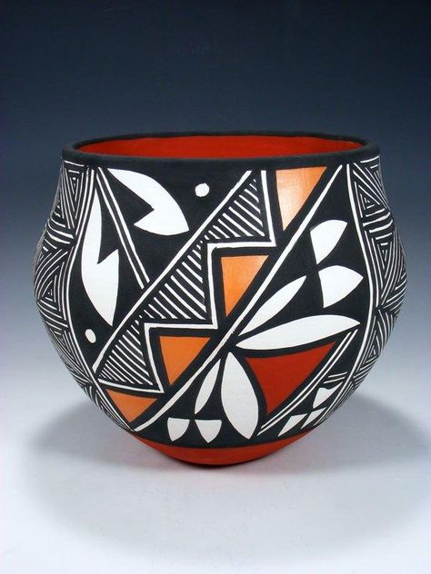 African Pots Painting, Coil Pueblo Pottery, Native Pottery Designs, Native American Pottery Designs, Coiled Pottery, Acoma Pottery, Acoma Pueblo, African Pottery, Native Pottery