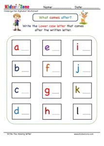 Kindergarten Missing Letter Worksheet - What Comes After After Letter Worksheet, What Comes After Worksheets, Missing Letter Worksheets Kindergarten, Missing Alphabets Worksheet, Write The Missing Letter Worksheet, Fill In The Missing Letter Worksheets, Line Tracing Worksheets, Sequence Writing, Kids Worksheets