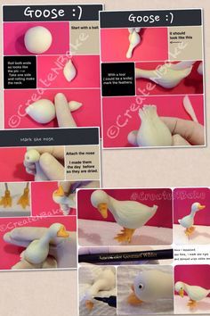 Cute goose Farm Cake, Fondant Animals, Cake Candy, Animal Cakes, Fondant Tutorial, Fondant Decorations, Polymer Clay Animals, Fondant Toppers, Fondant Figures