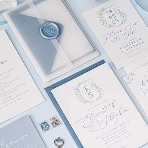 Blue Elegant Wedding Invitations, Baby Blue Wedding Invitations, Ivory And Blue Wedding, Transparent Wedding Invitations, Vintage Style Wedding Invitations, Light Blue Wedding Invitations, Glamorous Wedding Invitations, Powder Blue Wedding, Crest Wedding Invitations