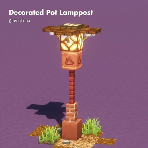 Minecraft Lamp Post Ideas, Minecraft Lamp Ideas, Minecraft Light Ideas, Canopy Bed Design, Minecraft Lamp Post, Minecraft Bed Designs, Minecraft Lantern, Minecraft Lamp, Minecraft Decoration Ideas