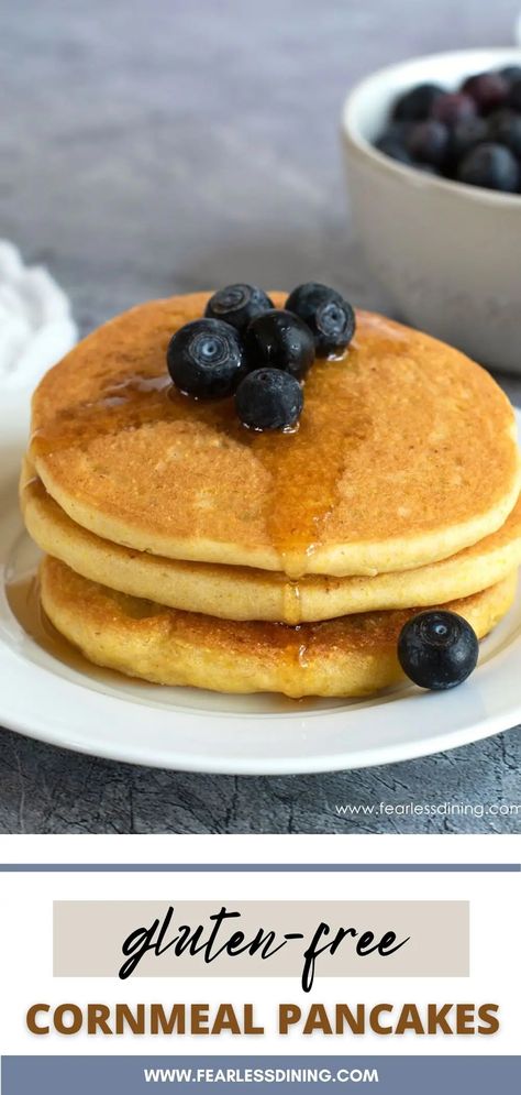 Gluten Free Cornmeal Pancakes, Cornmeal Pancakes, Freeze Pancakes, Flavored Pancakes, Gluten Free Scones, Pancake Calories, Wheat Recipes, Gluten Free Flour Blend, Gluten Free Recipes For Breakfast