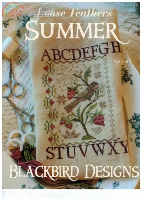 Gallery.ru / Photo #5 - Blackbird Designs - allaschmidt 123 Stitch, Stitch Summer, Blackbird Designs, Bird Designs, Beautiful Cross Stitch, Feather Pattern, Cross Stitch Samplers, Sewing Box, Stitching Art