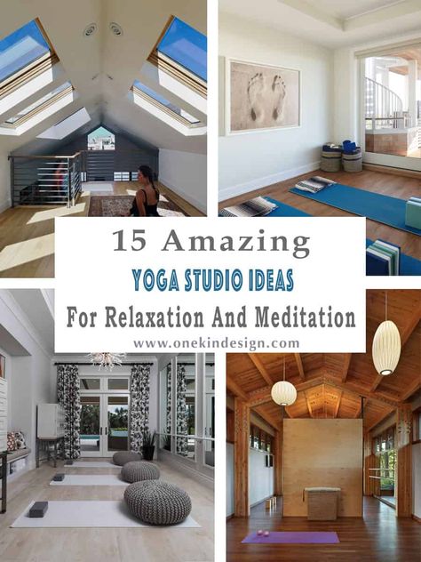 15 Amazing Home Yoga Studio Ideas For Relaxation And Meditation Shed Yoga Studio, Loft Yoga Space, Home Yoga Studio Ideas Gym Design, Diy Yoga Room At Home, Workout Studio Design, Tiny Yoga Studio, Hot Yoga Studio Design, Bedroom Yoga Space, Basement Yoga Studio