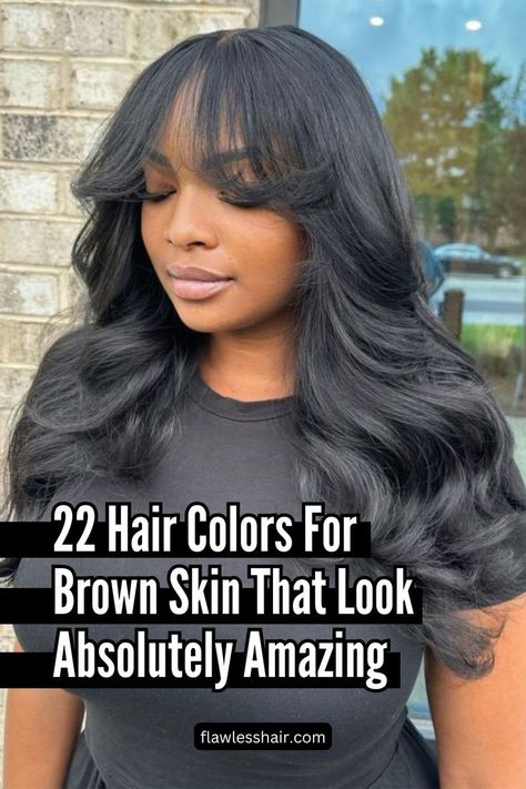 Jet Black Jet Black Hair On Dark Skin, Hair Color Ideas For African Black Women, Black Vs Brown Hair, Hair Color For Black Hair Brown Skin, Colored Hair For Brown Skin, Hair Dye Dark Skin, Black Hair On Brown Skin, Good Hair Colors For Brown Skin, Brown Hair Dye Black Women