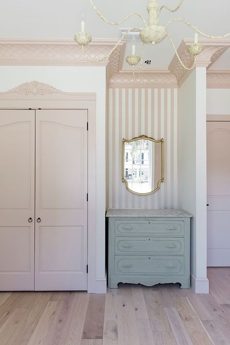 Nursery Molding, Pink Molding, Changing Station Nursery, Nursery Changing Station, Big Nursery, Jenna Sue Design, Jenna Sue, Butterfly Nursery, Toddler Girl Room