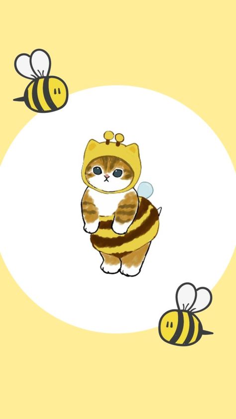 Bee Wallpaper Aesthetic, Cute Bee Wallpaper, Honey Bee Wallpaper, Ipad Doodles, Bee Wallpaper, Bee Sketch, Cat Bee, Star Wars Stickers, Ipad Wallpapers