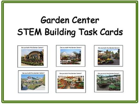 Garden Center STEM Building Task Cards - Block Center; Purposeful Play; Plants Stem Cards, Stem Building, Purposeful Play, Block Center, Block Play, Kindergarten Ela, High School Ela, 7th Grade Ela, Prek Math