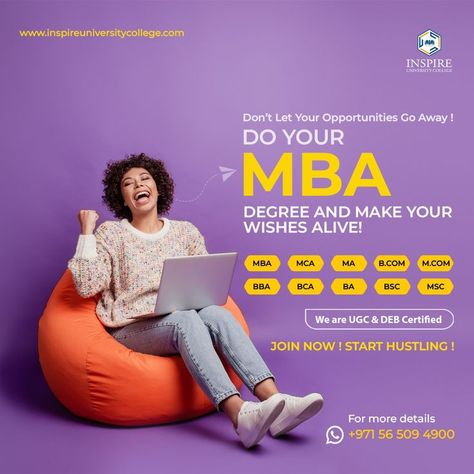 "A surefire way to secure your Career Acceleration. by doing an MBA degree We are UGC & DEB Certified +971 56 509 4900 JOIN NOW! Contact us to learn more! " . . . #inspire #inspire_university #distance_education #education #learning #learn #businesspassion #businesslife #school #businessowners #entrepreneurlifestyle #uae #qatar #mydubai #ksa #abudhabi #dxb #oman #online #onlinegaming #instagamer #edumiddleeastineducation Mba Ads Creative, University Ads Graphic Design, Online Learning Creative Ads, Education Social Media Post Design, University Marketing, Shopify Seo, Mba Degree, Social Media Branding Design, Learning Poster