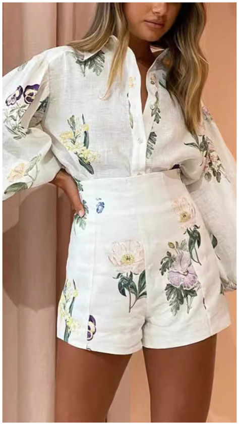 10% off first order Free shipping on orders over $120 Women Office Fashion, Linen Two Piece Set, Commuter Style, Shirt Collar Styles, Flower Pants, Suit For Women, Office Fashion Women, Women Office, Traje Casual