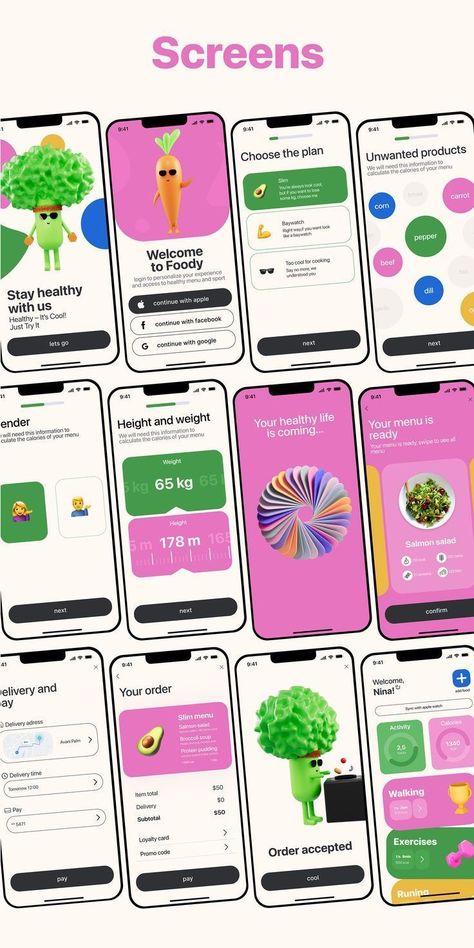 การออกแบบ Ui Ux, Health App Design, Interaktives Design, Ux Kits, Ux App Design, App Design Layout, Vegetable Shop, Mobile App Design Inspiration, App Interface Design