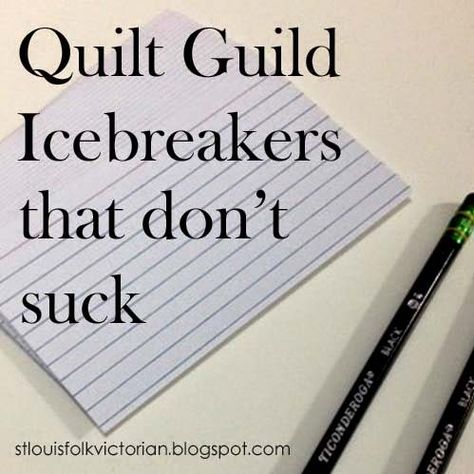 St. Louis Folk Victorian // Quilt Guild Icebreakers that don't suck #quilting #activities #games #icebreakers Quilt Games, Quilt Retreat Favors, Quilt Guild Programs, Quilt Retreat Gifts, Quilting Humor, Victorian Quilts, Sewing Retreats, Quilting Quotes, Retreat Gifts