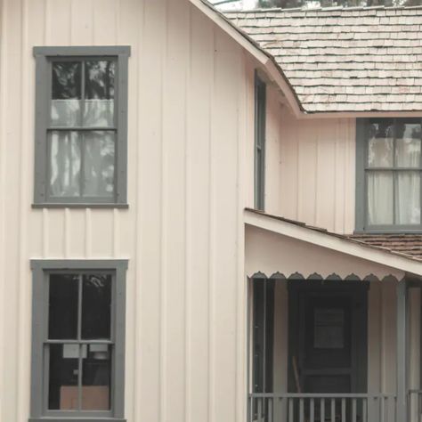 Hardi Board And Batten Siding, White Board And Batten Farmhouse, Painted Board And Batten Exterior, Vertical Board And Batten Exterior, Board And Batten Cottage Exterior, James Hardie Board And Batten Siding, Beige Board And Batten Exterior, Cream Board And Batten Exterior, Gray Board And Batten Exterior