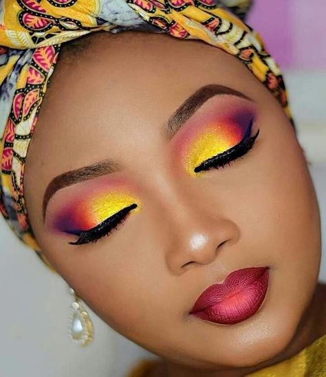 African Makeup, Makeup Cantik, American Makeup, Make Up Designs, African American Makeup, Mekap Mata, Bright Eyeshadow, Makeup Tip, Dramatic Eye Makeup