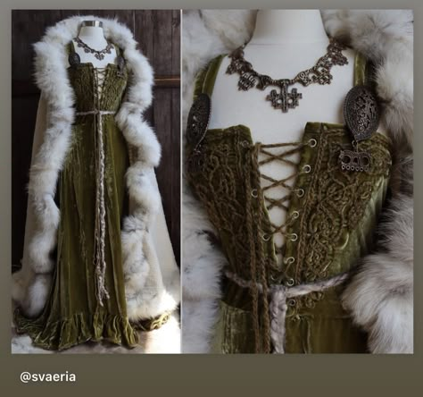 Larp Accessories, Gaun Abad Pertengahan, Historical Gowns, Fantasy Clothes, Medieval Garb, Viking Dress, Fair Outfits, Enchanted Wedding, Fantasy Dresses