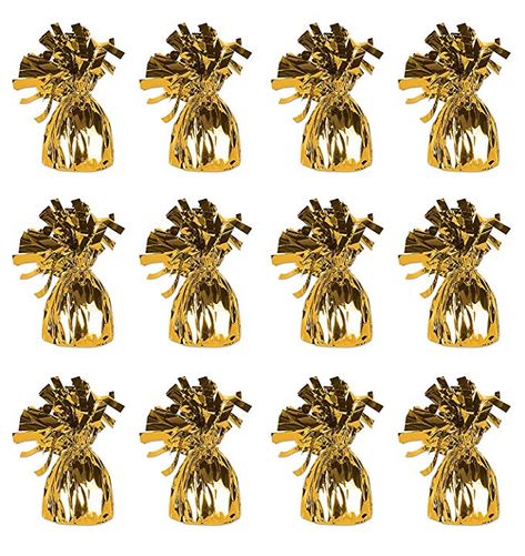 Amazon.com: SRENTA 5.5" Gold Metallic Wrapped Balloon Weights for Birthday Party Decoration, Pack Of 12: Toys & Games Balloon Weights Diy, Diy Ballon, 30 Balloons, Gold Confetti Balloons, Balloon Weights, Metallic Balloons, Gold For Sale, Balloon Pump, Vintage Cufflinks