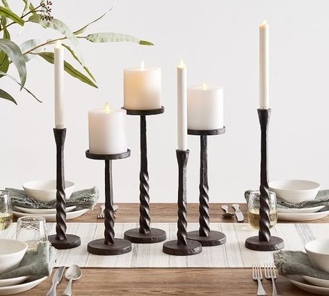 Early American Homes, Minimalist Space, Community Projects, Iron Candlesticks, Spring Centerpiece, Selling Candles, Iron Candle, Candle Sizes, Pillar Candle Holders