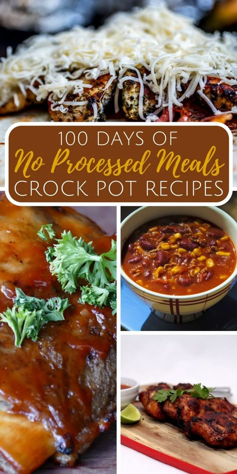 100 Days of No Processed Foods Crock Pot Recipes. These recipes call for good, wholesome ingredients: meat, vegetables, broth and seasonings. Healthy Recipes Crock Pot, No Processed Food Diet, Non Processed Foods, Avoid Processed Foods, Crock Pot Recipes, Unprocessed Food, Italian Dressing, Healthy Crockpot, Crockpot Recipes Slow Cooker