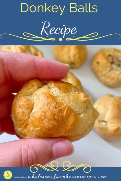 Donkey Balls Recipe Crescent Rolls, Donkey Balls Recipe, Easy Sausage Rolls, Sausage Crescent, Sausage Crescents, Tailgating Food, Appetizers Easy Finger Food, Delicious Appetizer Recipes, Crescent Roll Recipes