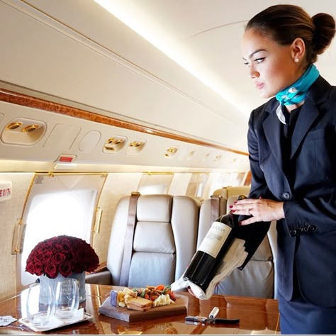 Flight Attendant Hair, Private Jet Aesthetic, Jet Aesthetic, Private Flight, Become A Flight Attendant, Women In Aviation, Private Flights, Luxury Hospitality, Jump Seats