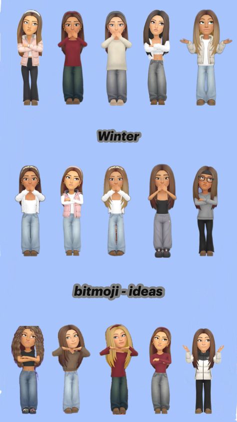 Winter Bitmoji, Cute Snapchat Bitmoji Ideas, Bitmoji Ideas, Bestie Outfits, Bodyweight Workout Beginner, Snapchat, My Style