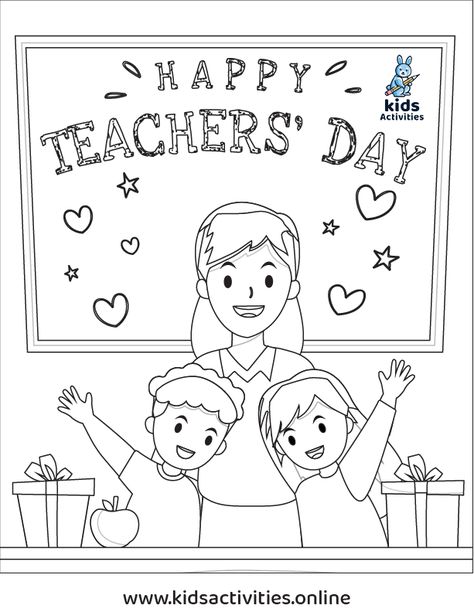 Free Printable Teacher's Day coloring pages for Preschoolers ⋆ Kids Activities Happy Teachers Day Art And Craft, Happy Teacher's Day Drawing, Teachers Day Coloring Pages, Teachers Day Activity For Preschool, Happy Teachers Day Coloring Pages, Printable Teachers Day Card, Poster For Teachers Day, Teachers Day Drawing For Kids, Teachers Day Poster Drawing