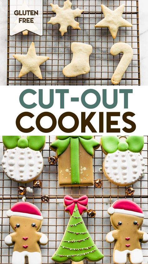 Gluten-Free Cut-Out Cookies Gluten Free Soft Cut Out Sugar Cookies, Guilt Free Cookies, Gf Cut Out Cookies, Gf Sugar Cookie Recipe, Gluten Free Cutout Sugar Cookies, Gluten Free Cut Out Cookies, Gluten Free Sugar Cookie Recipe, Sugar Cookie Glaze, Gluten Free Sugar Cookies Recipe