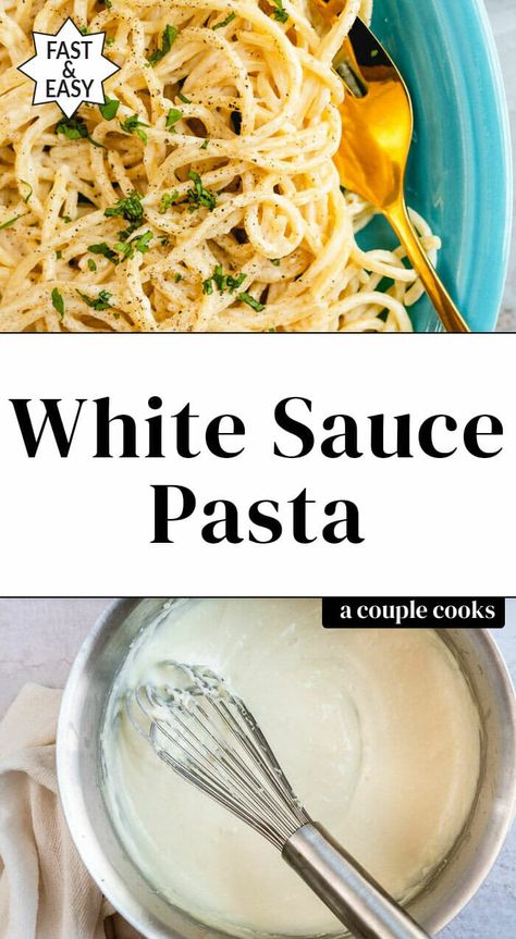 Basic Cream Sauce, White Cream Sauce, Easy White Sauce, White Pasta Sauce Recipe, Creamy White Sauce, Cream Sauce Pasta, Goat Cheese Pasta, White Sauce Recipes, White Sauce Pasta