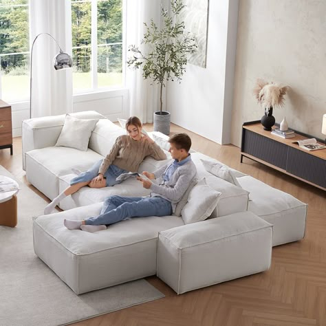 Freedom Modular White Double-Sided Sectional Sofa Modular Double Sided Sofa, Double Sided Couch Sofas, Two Sided Couch, Two Sided Sofa, Double Side Sofa, Double Sided Couch, Chaise Lounge Area, Double Sided Sofa, Modular Sofa Living Room