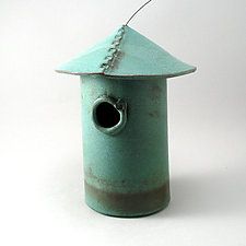 Ceramic Birdhouse by Cheryl Wolff Slab Ceramics, Ceramic Birdhouse, Clay Bird, Clay Houses, Pottery Handbuilding, Garden Pottery, Slab Pottery, Hand Built Pottery, Artful Home