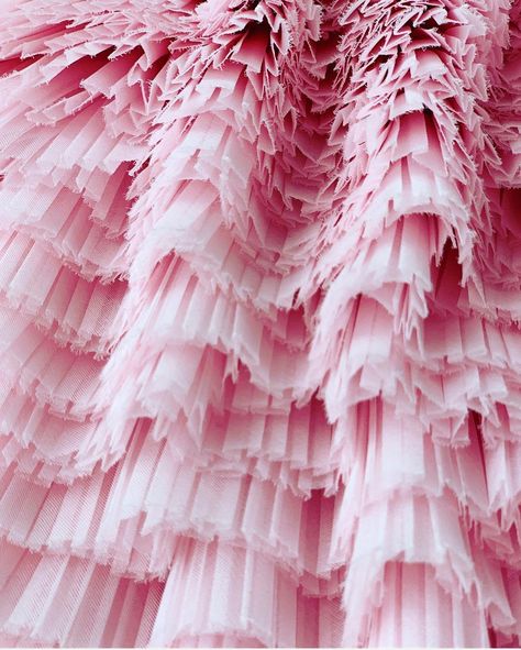 Think Pink 2019 Monochrome Aesthetic Color, Pink Textile, Balmain Dress, Fabric Photography, I Believe In Pink, Texture Inspiration, Ruffle Fabric, Think Pink, Pink Interior