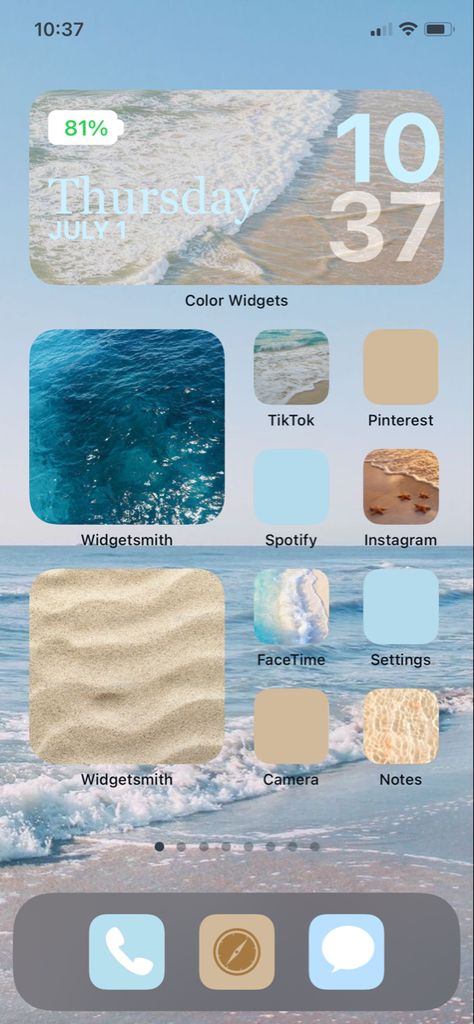 Iphone Theme Ideas Blue, Ios Theme Aesthetic, Beach Ios, Iphone Theme Ideas, Ios Background, Widgetsmith Ideas, Phone Setup, Ios Aesthetic, Ios Theme