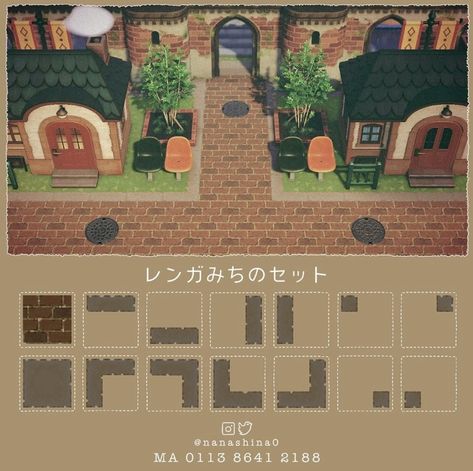 Brick Paths, Codes Acnh, Cottagecore Animal Crossing, Acnh Paths, Acnh Cottagecore, Brick Pathway, Brick Path, Brick Walkway, Walkways Paths