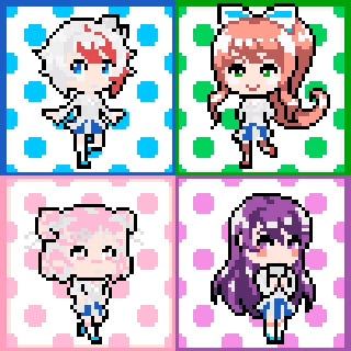 Doki Doki Literature Club Perler Beads, Ddlc Pixel Art, Melt Beads Patterns, Human Base, Doki Doki Literature Club, Pixel Color, Easy Pixel Art, Cool Pixel Art, Melting Beads