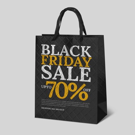 Black friday sales with shopping bag mockup | Premium PSD File Black Friday Shopping Bags, Shopping Bag Mockup, Sale Campaign, Black Friday Sales, Ocean Day, Textile Bag, Bag Mockup, Yellow Paper, Eco Friendly Bags