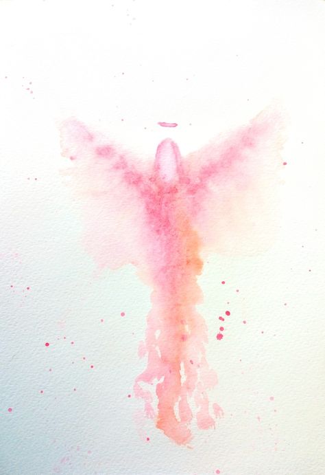 Archangel Chamuel Angel Painting in pink and orange watercolour on art paper. Angel Watercolor Paintings, Watercolour Angel, Angel Watercolor, Archangel Chamuel, Angelic Energy, Angel Flowers, Faith Planner, Guardian Angel Gifts, Watercolor Angel